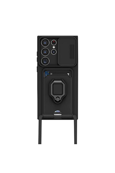 m.tk moveteck Samsung Galaxy S25 Ultra Kılıf Kamera Korumalı Sürgülü Yüzüklü Kartvizitli ip Askılı Zuma Silikon