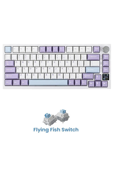 Ajazz AK820 PRO Mekanik Oyun Klavyesi,3 Modlu TFT Renkli Ekran  ve CNC Düğmeli 81 Tuş,RGB Aydınlatma