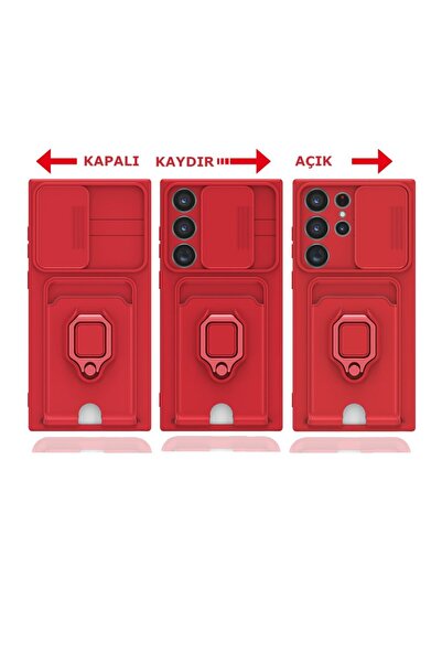 m.tk moveteck Samsung Galaxy S25 Ultra Kılıf Kamera Korumalı Sürgülü Yüzüklü Kartvizitli ip Askılı Zuma Silikon