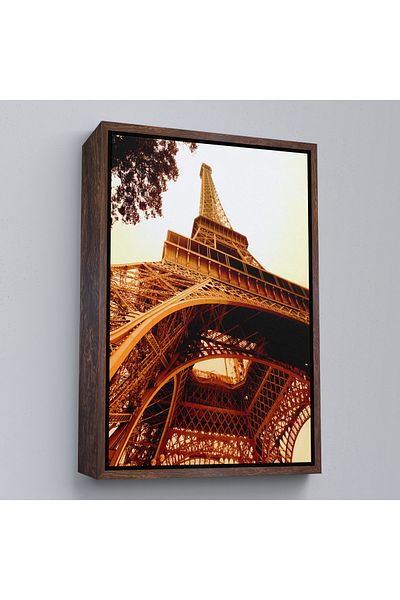 Harita Sepeti Ζωγραφική τοίχου Paris Eiffel Tower με καφέ πλαίσιο