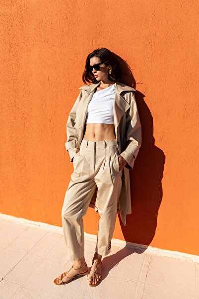 KAMEYA KRUVAZE KUŞAKLI TRENÇKOT 25S60701