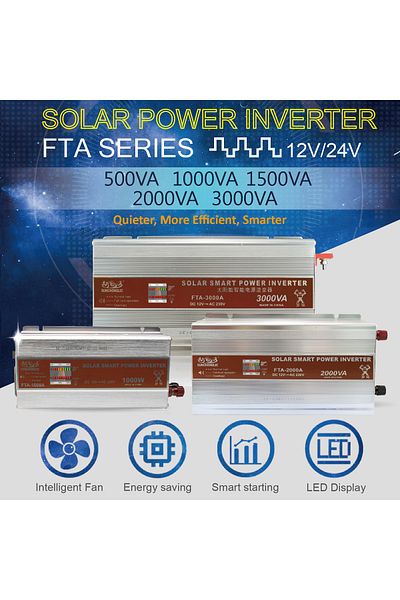 Suoer Sunchonglic Solar Smart Power Inverter 1000VA 12V to 230V AC with USB Port & LED Display