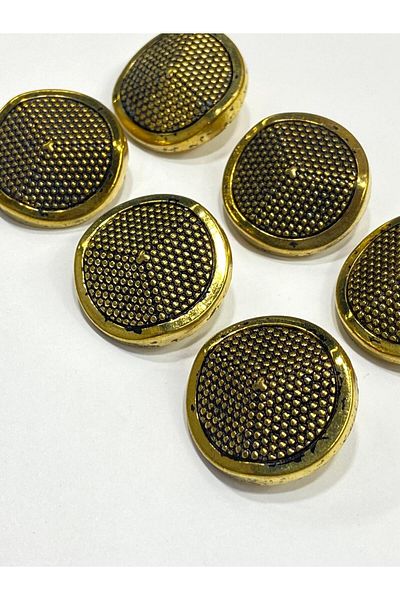 karantuhafiye 2.5 cm Antique Gold Metalized Button Set (Plastic Button Also Available) 6 Li