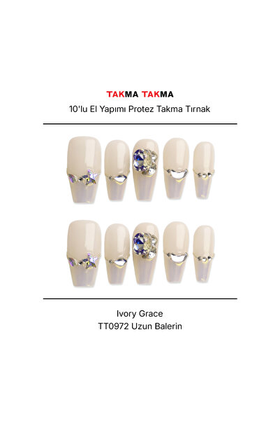Takma Takma 10'lu Ten Rengi Uzun Balerin TT0972 Tekrar Kullanılabilir El Yapı...