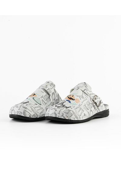 DR KLOMPA Men's Chef Slippers Ms573 Chef Orthopedic Printed Sabo Slippers