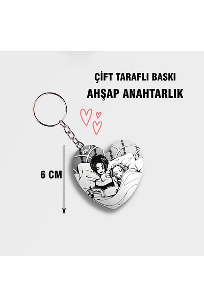 Akumastik Nana Anime Hachiko -Heart Wooden Keychain - Double Sided - 5cm Key Ring