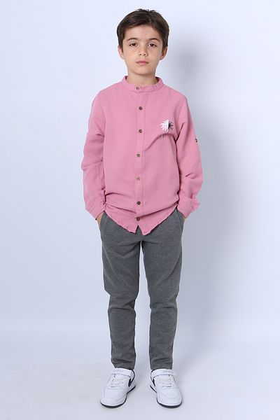 HÇM Boy's Shirt Suit Judge Collar Printed Buttoned E2