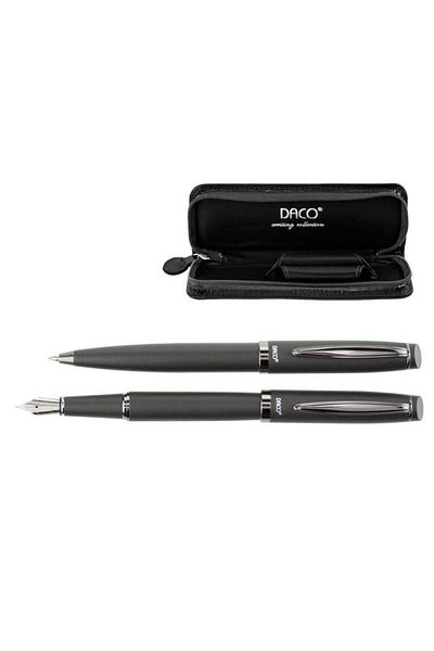 daço Daco Pen and Ballpoint Pen Set with Case Grey in Zippered Case