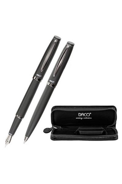 daço Daco Pen and Ballpoint Pen Set with Case Grey in Zippered Case