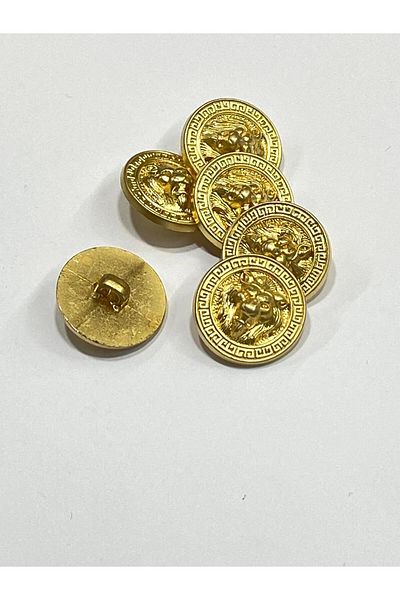 karantuhafiye Lion Model Metallized (Plastic) Button Set / Set of 6 / 2.2 cm / Gold