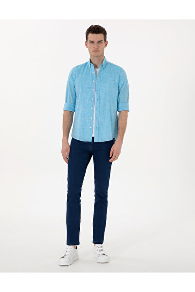 Pierre Cardin Aqua Keten Görünümlü Slim Fit Uzun Kollu Gömlek 50307025-VR007