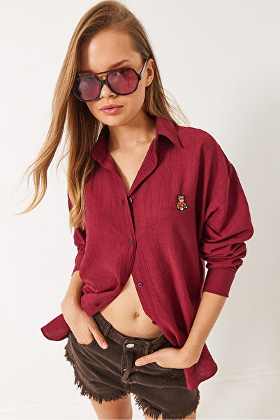 Bianco Lucci Women's Teddy Embroidered Crash Shirt 60283106