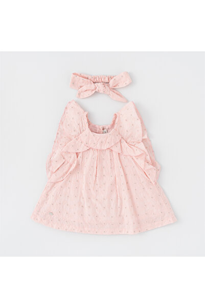 İNDİGO KIZ BEBEK PEMBE FİSTOLU ELBİSE SETİ