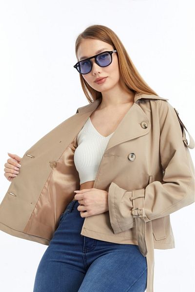 Jamila Button Detailed Short Women's Trench Coat