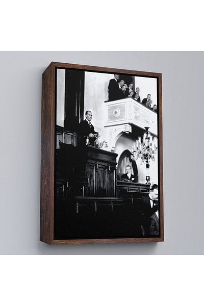 Harita Sepeti Ataturk 29 October Assembly Speech Painting with White Frame