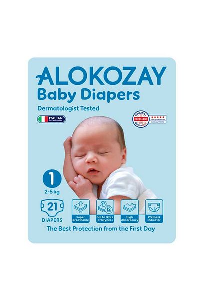 Alokozay Premium Baby Diapers - Size 1 (2-5 Kg) - 21 Diapers