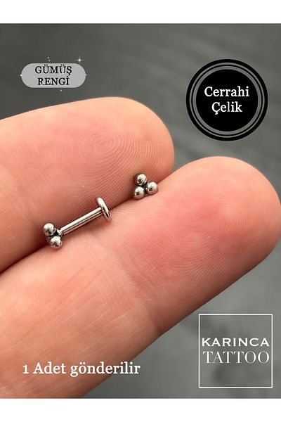 Karınca Piercing Three Ball Small Motif - Ear and Cartilage Tragus Conch Low Helix Piercing Earrings