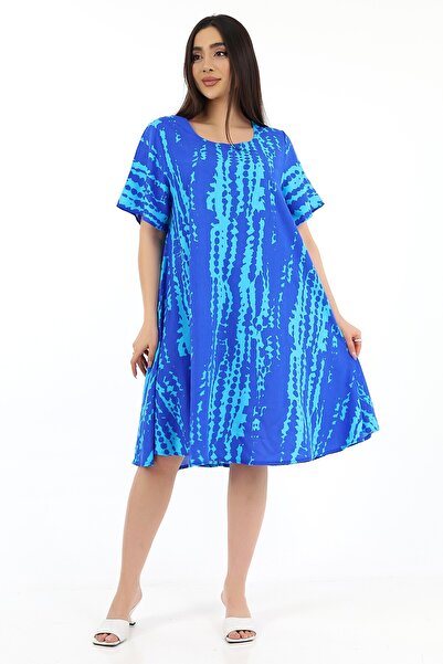 SCHIK Blue Women's Viscose Half Sleeve Square Neck Dress