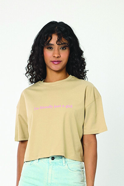 By Caspita Fashion Lenithra Ženska Oversize kroj Djevojka Tekst Štampano Bež ...