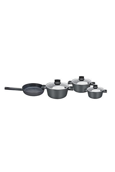 Zilan Zilan ZLN0959 Black pot set, 7 pieces, marble coating and soft-touch handles