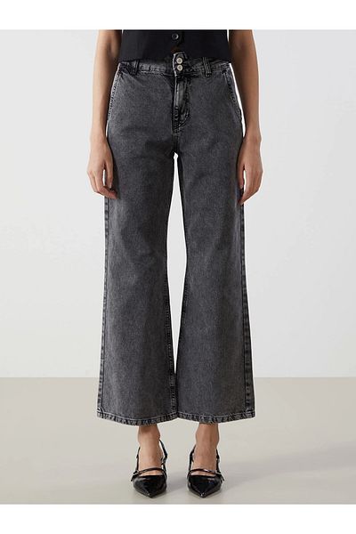 LC Waikiki Γυναικείο τζιν παντελόνι LCW Jeans Grey Wideleg