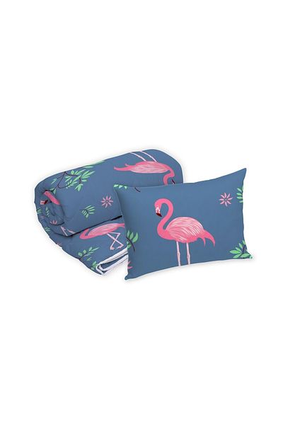 ALCAM Alcam microfiber pillow set 50x70 cm and quilted duvet 140x200 cm, Pink Flamingo