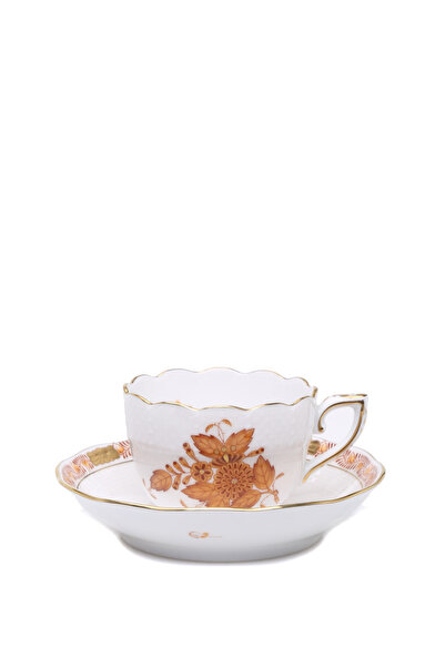 HEREND Kahve Çiçek Motifli Porselen Kahve Fincan Takımı