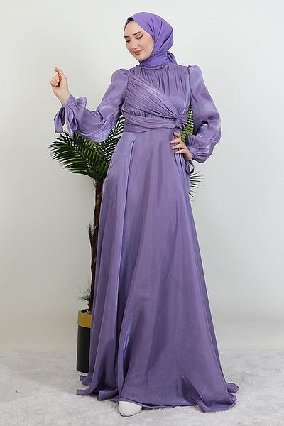 GİYZAMİLA Lily Yarn Lilac Evening Dress