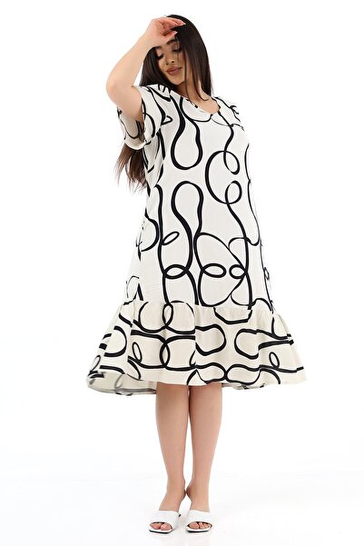 SCHIK Γυναικείο Φόρεμα Βισκόζης Μισό Μανίκι - Χρώμα Εκρού