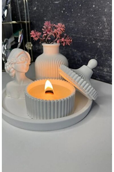 aymumi home Beyaz Renk Özel Üretim Kokulu Mum Ve Vazo Aksesuar Seti