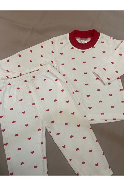Butik Raporlu Kalp Desenli Pijama Takımı