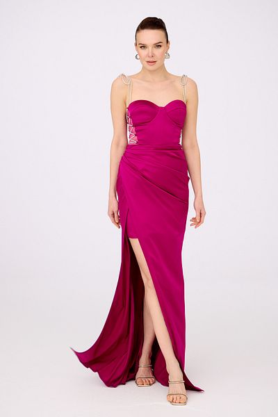 Carmen Rochie de seara din satin cu dantela prune
