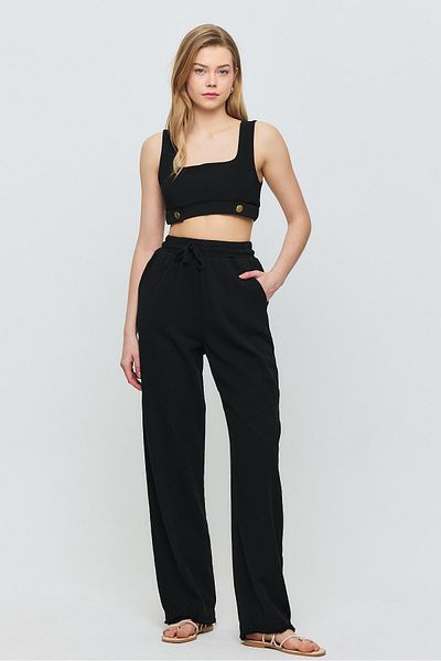 Rays 7022 Gronigen Lacing Elastic Waist Trousers Black