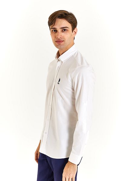 U.S. Polo Assn. Πόλο Ασν. Μακρυμάνικο λευκό ανδρικό πουκάμισο 1838009