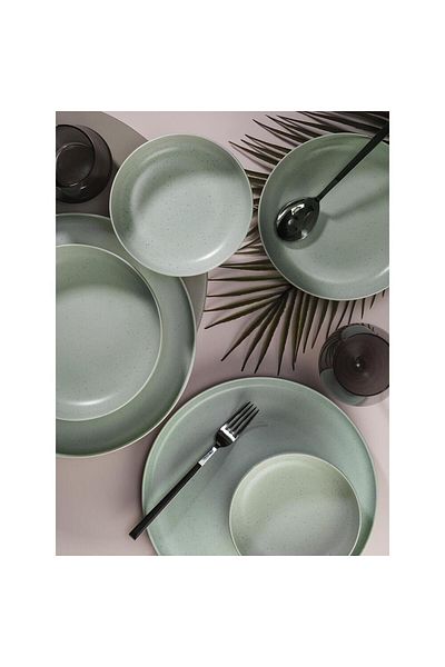 Kütahya Porselen Modern Color Matte Masa Service, 24 Pieces, 6 Person, Portelan, White Mat, Kutahya Porcelain