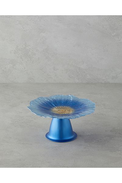 English Home Sunflower Glass Cake Stand 21 cm Blue