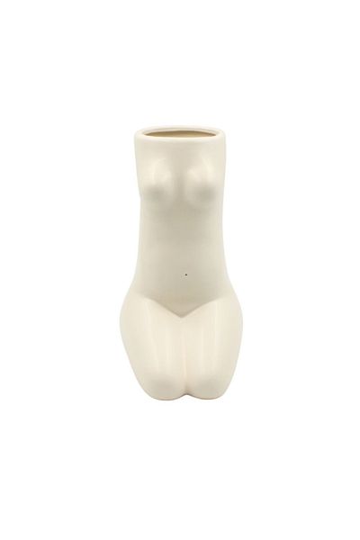 Arti Casa Vază decorativă, formă trup de femeie, din porțelan, Arti Casa, 21 x 7 cm, alb