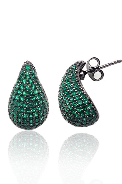 Midyat Nurtaş Gümüş Damla Kesim Zümrüt Taşlı 925 Ayar Gümüş Kadın Küpe 201023915