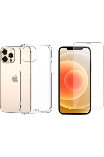 Esse حافظة حماية شفافة من السقوط وزجاج مقوى لهاتف iPhone 13 Pro Max
