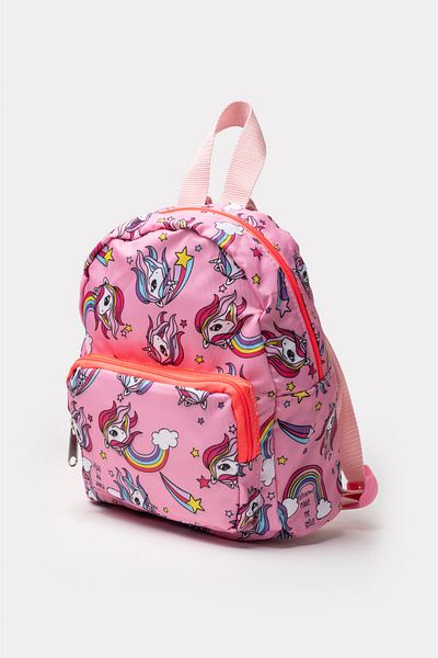 Icone Geantă pentru fetiță roz cu imprimeu unicorn - școală și rucsac cu fermoar