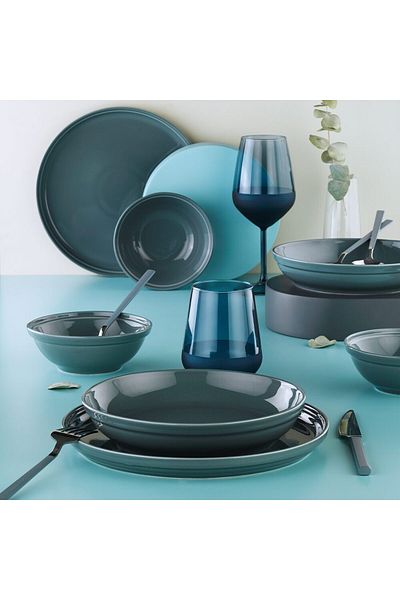Kütahya Porselen FIT-C table service, 24 pieces, 6 people, porcelain, turquoise, kutahya porcelain