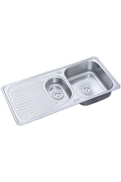 Freddo Chiuveta inox SN9011D, 2 cuve dreapta, finisaj anticalcar, scurgere Q90, 100 x 50 cm, 18 cm