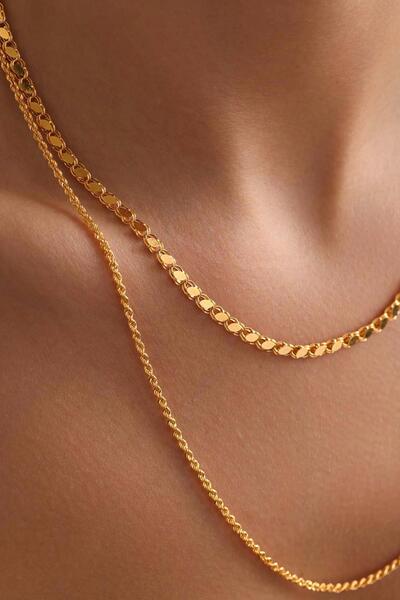 Bayar Gold 14 Ayar Altın Halep ve Halat Kombin Zincir Kolye