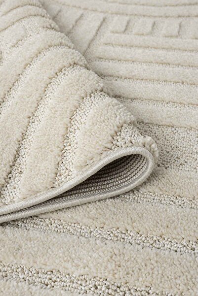 MAISON NAZAR Yumuşak Peluş Post Cream Shaggy Çocuk Odası Oturma Odası Salon Mutfak Halısı