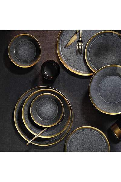 Kütahya Porselen Gold Mesh Dining Set 24 Pieces