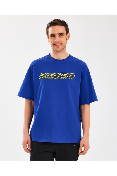 SKECHERS M Heavyweight Graphic Tee T-Shirt Erkek Mavi Tshirt S2510156-403