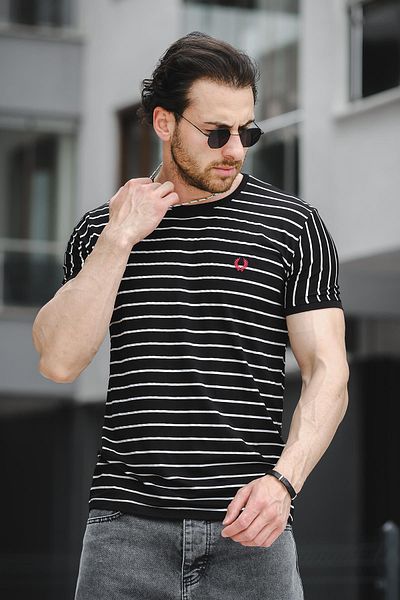 Oksit Ανδρικό μπλουζάκι Ft 2444 Striped Crew Neck Lycra Slim Fit