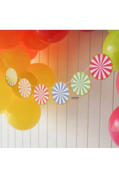 partince Colorful Candy Patterned Birthday Ornament Banner 6 Pieces