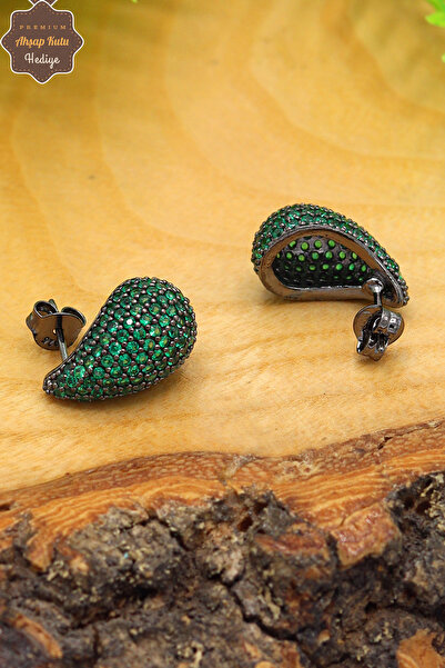 Midyat Nurtaş Gümüş Damla Kesim Zümrüt Taşlı 925 Ayar Gümüş Kadın Küpe 201023915