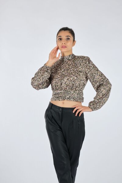 BSB Γυναικεία μπλούζα Hakim Yaka Floral Khaki 146-510039